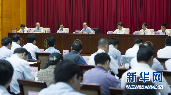 7月16日，中共中央政治局常委、中央紀委書記、中央巡視工作領導小組組長王岐山在北京出席2014年中央第二輪巡視工作動員部署會并講話。新華社記者黃敬文 攝 