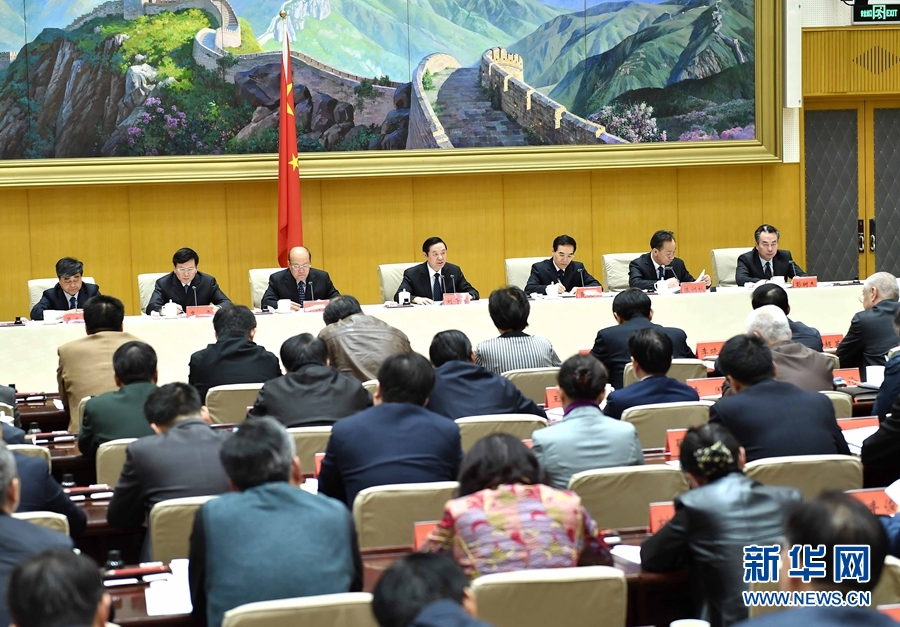 1月13日，中共中央政治局委員、中宣部部長(zhǎng)、全國(guó)&ldquo;掃黃打非&rdquo;工作小組組長(zhǎng)劉奇葆在北京出席第三十次全國(guó)&ldquo;掃黃打非&rdquo;工作電視電話會(huì)議。新華社記者 李濤 攝