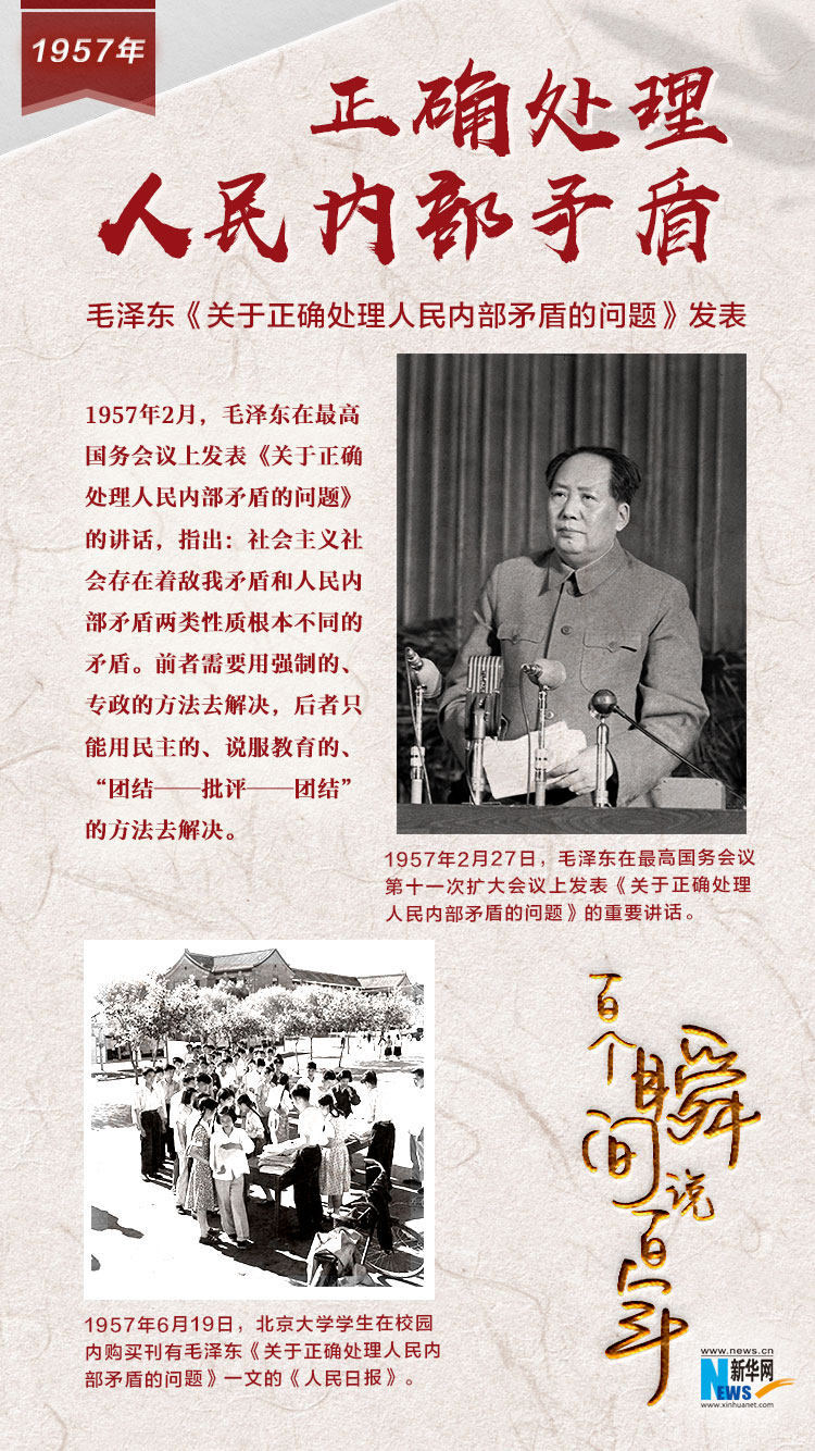 1957，正確處理人民內(nèi)部矛盾