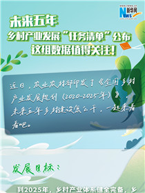 未來五年鄉(xiāng)村產(chǎn)業(yè)發(fā)展&ldquo;任務(wù)清單&rdquo;公布 這組數(shù)據(jù)值得關(guān)注！