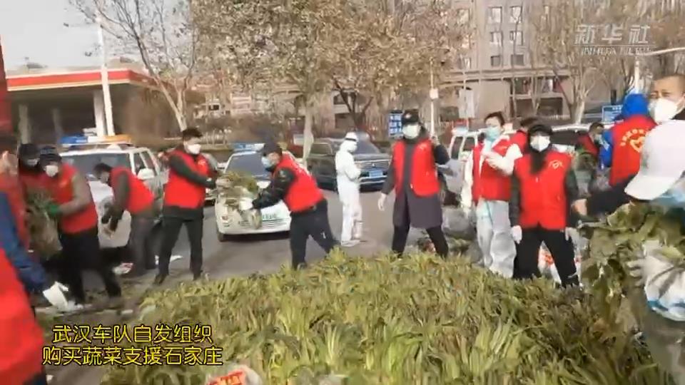 武漢車(chē)隊(duì)自發(fā)組織購(gòu)買(mǎi)的蔬菜，到石家莊了！