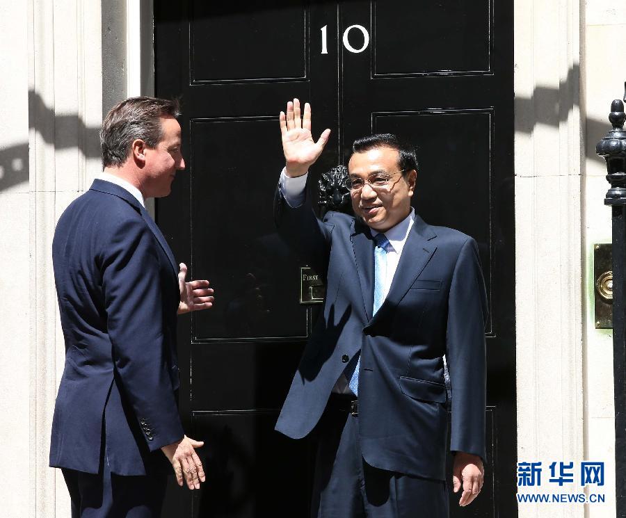 6月17日，中國國務院總理李克強在倫敦唐寧街10號首相府同英國首相卡梅倫舉行中英總理年度會晤。新華社記者 龐興雷 攝