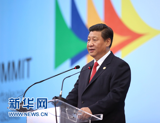 7月15日，國(guó)家主席習(xí)近平在巴西福塔萊薩出席金磚國(guó)家領(lǐng)導(dǎo)人第六次會(huì)晤并發(fā)表重要講話。 新華社記者 蘭紅光 攝