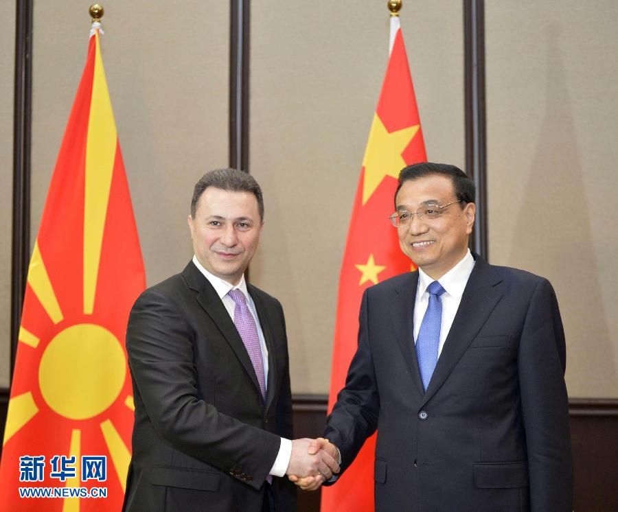 12月17日，中國國務院總理李克強在貝爾格萊德會見馬其頓總理格魯埃夫斯基。 新華社記者劉力航攝 