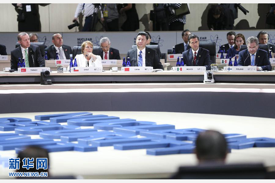 4月1日，第四屆核安全峰會(huì)在美國(guó)首都華盛頓舉行。國(guó)家主席習(xí)近平出席并發(fā)表題為《加強(qiáng)國(guó)際核安全體系，推進(jìn)全球核安全治理》的重要講話。新華社記者蘭紅光攝
