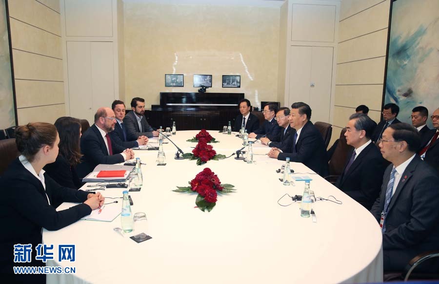 7月6日，國家主席習(xí)近平在柏林會見德國社會民主黨主席舒爾茨。新華社記者 姚大偉 攝