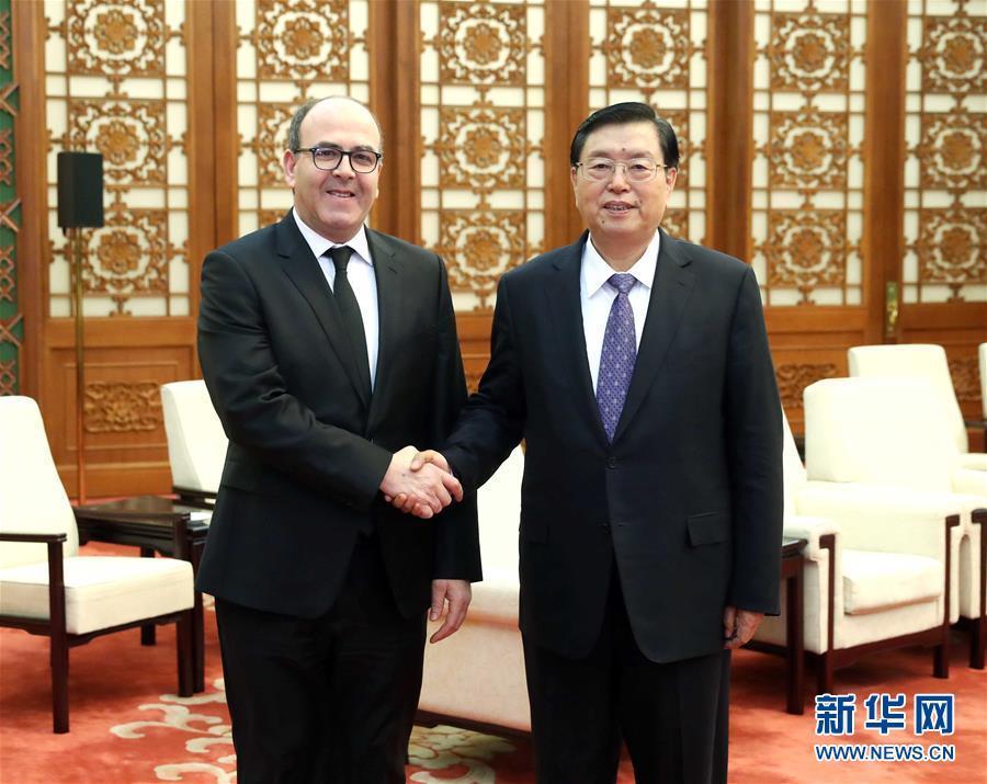 12月20日，全國(guó)人大常委會(huì)委員長(zhǎng)張德江在北京人民大會(huì)堂會(huì)見(jiàn)摩洛哥參議長(zhǎng)本希馬。新華社記者劉衛(wèi)兵攝